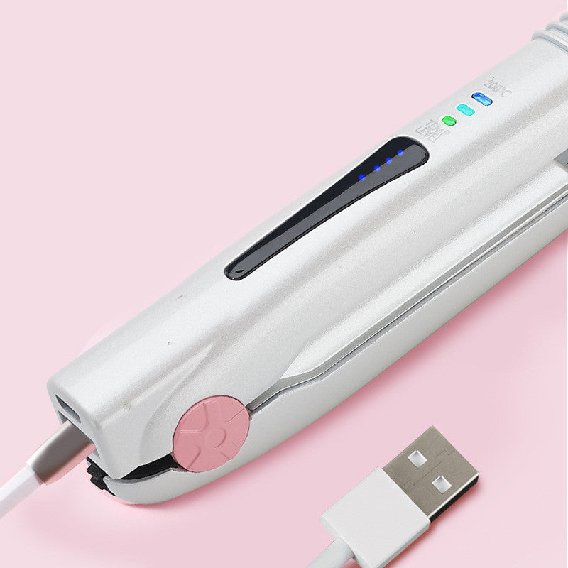 USB Rechargeable Curling Iron - Wireless Hair Straightener & Styling Tool