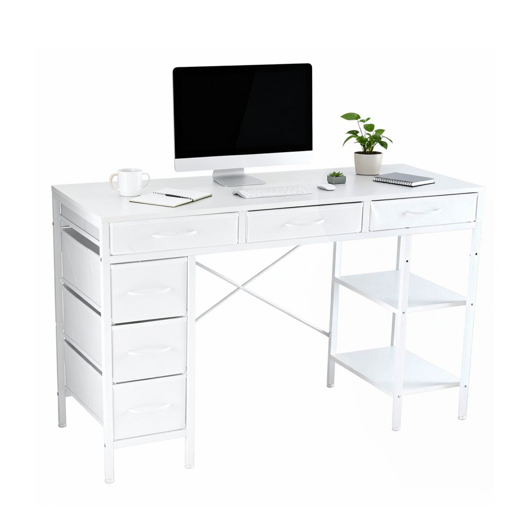 55-Inch Computer Desk with 6 Drawers for Home Office Storage