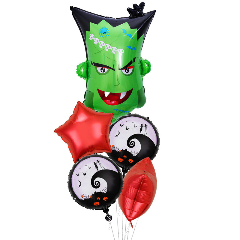 Halloween Themed Aluminum Film Balloons - 5-Piece Set for Parties & Decorations