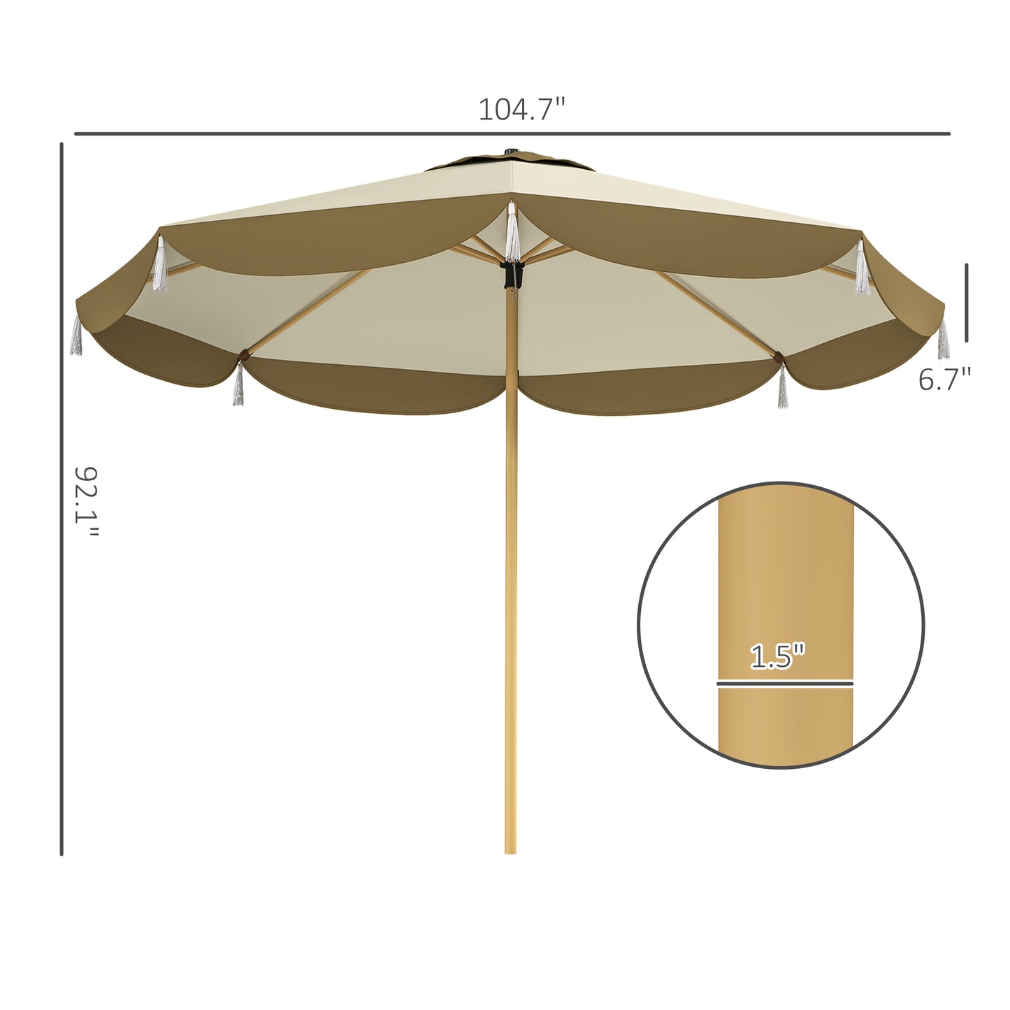 9FT Outdoor Patio Umbrella with Vented Canopy - Cream White