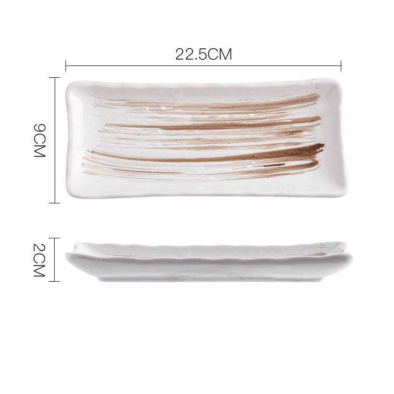 Japanese & Korean Style Porcelain Rectangular Dinner Plate - 8 Inch Variety Pack
