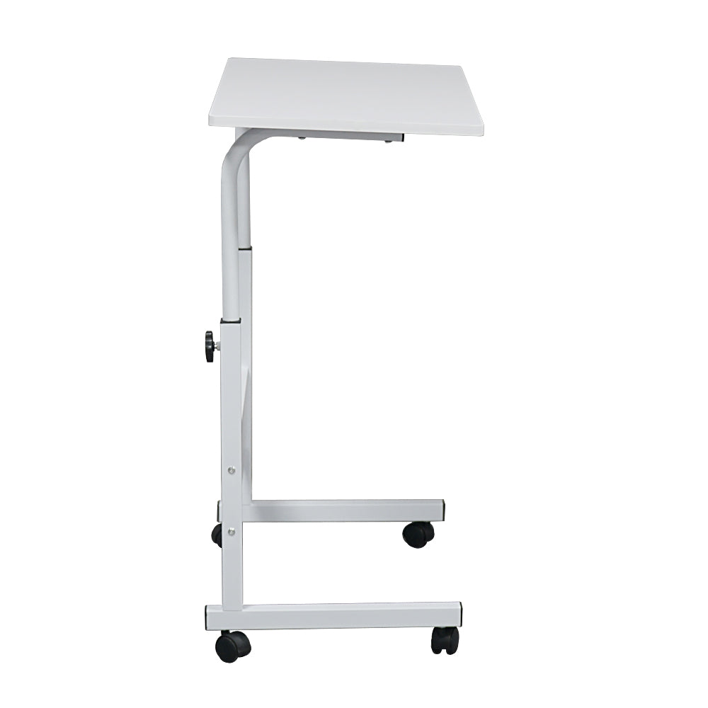 80cm Adjustable Tray Table Rolling Sofa Side Snack With Wheels
