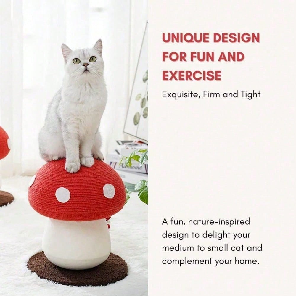 Mushroom Cat Scratching Post - Unique Sisal Design, No Assembly Needed