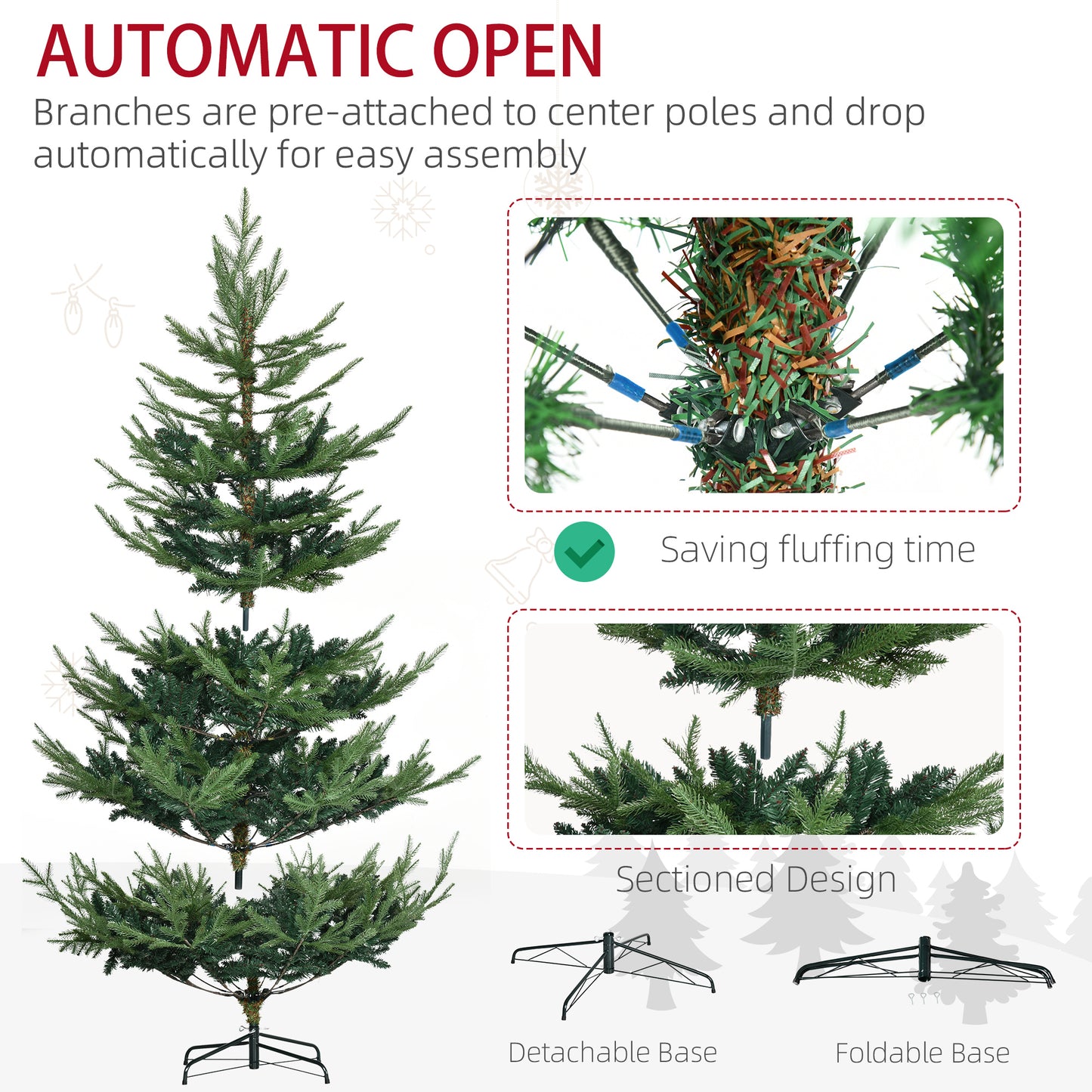 6 Foot Artificial Christmas Tree - Nordic Pine with 795 Branches