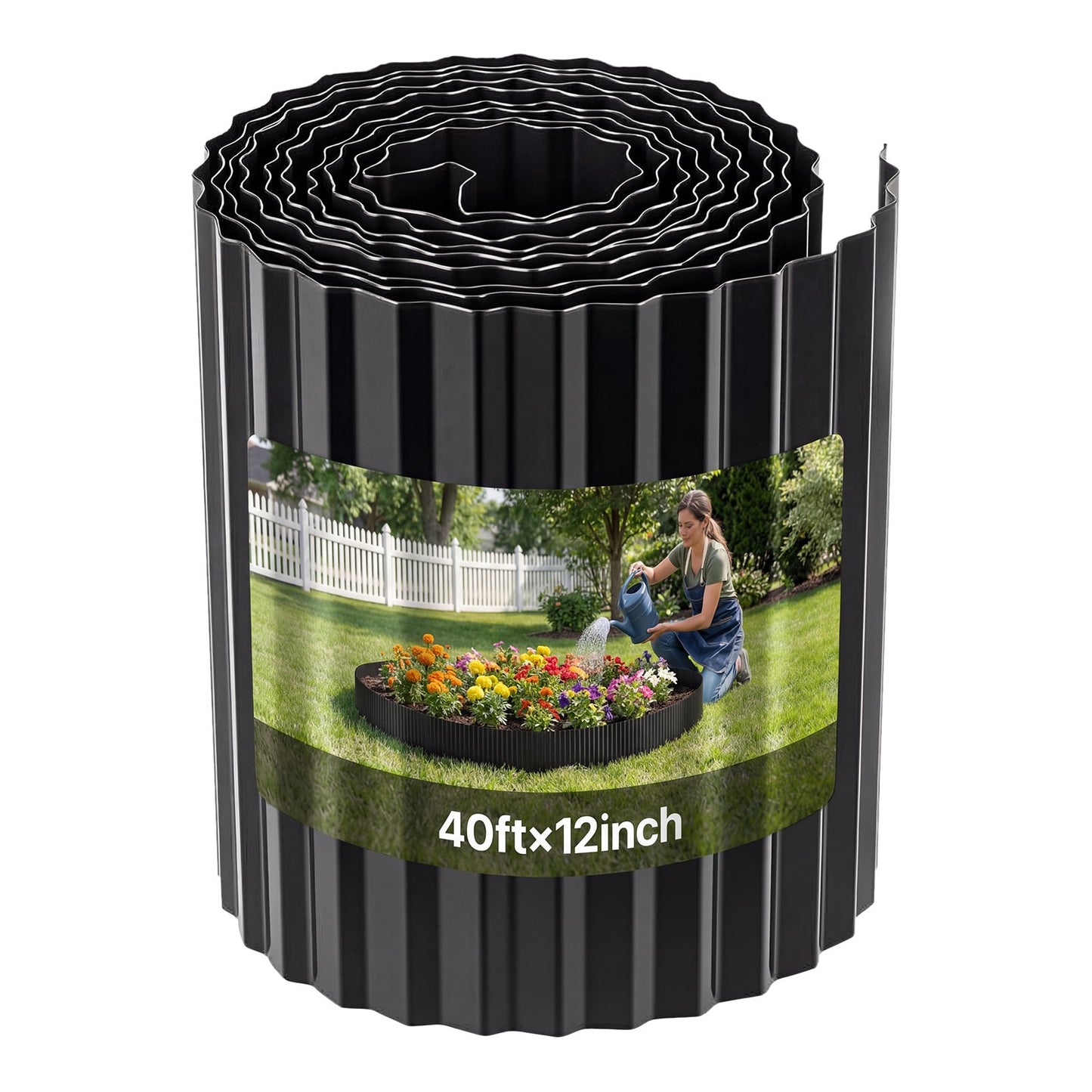 Galvanized Steel Landscape Edging - 40 ft Metal Garden Border for Flower Beds & Pathways
