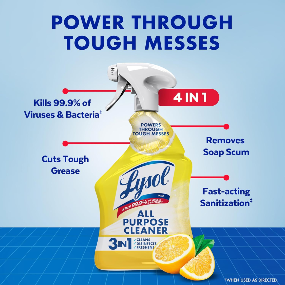 Multi-Purpose Disinfectant Cleaner Spray - Lemon Breeze Scent, 32 Fl Oz