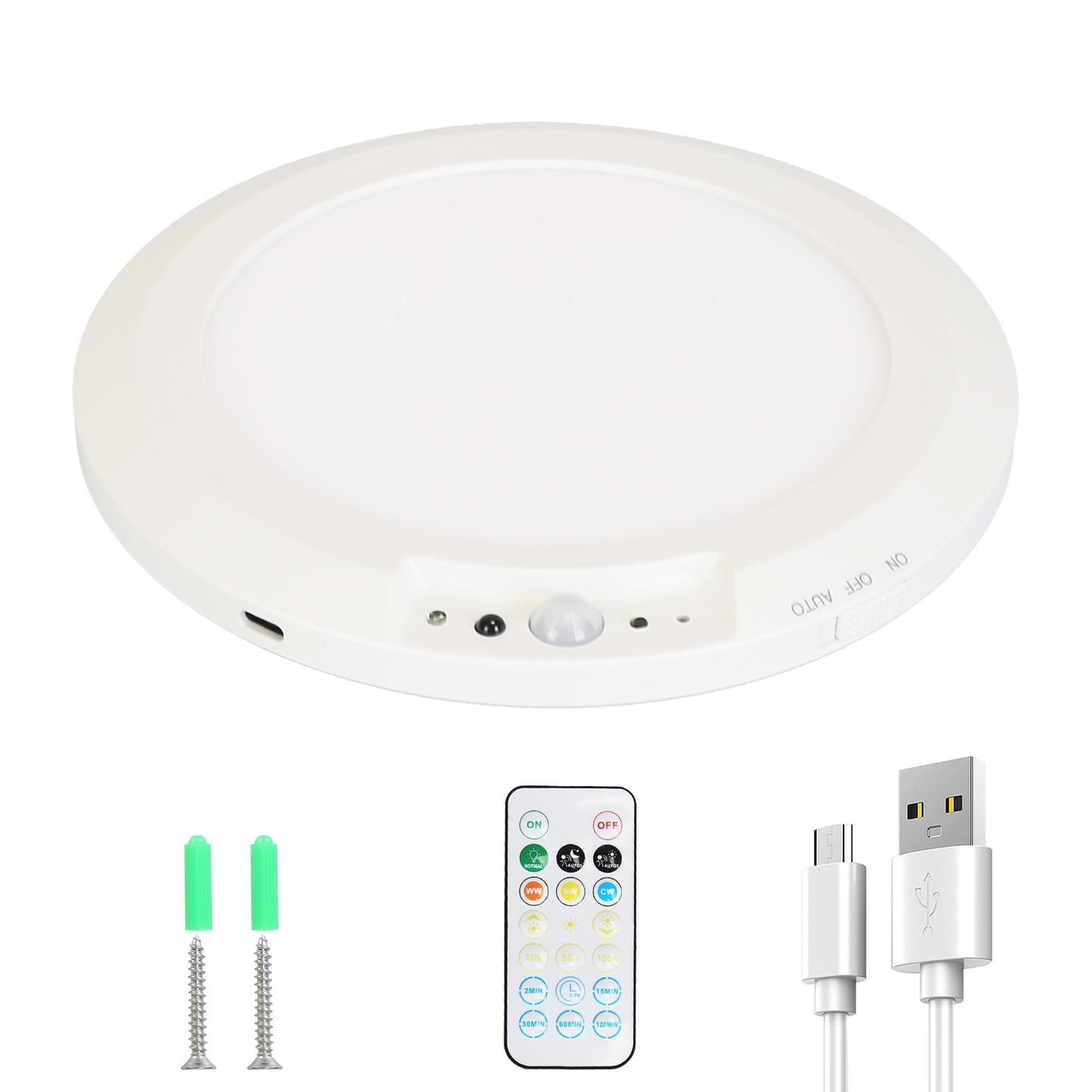 Rechargeable Magnetic Ceiling Light with Motion Sensor & Remote - Dimmable, Timer, 3 Color Temp