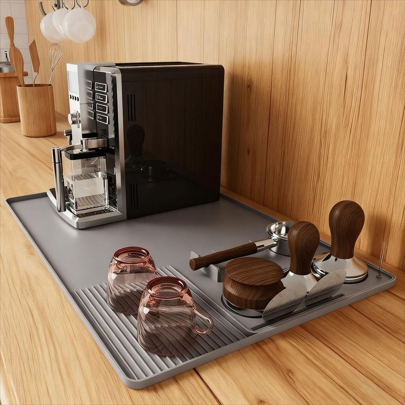 Silicone Coffee Machine Mat with Tamper Storage - 2-in-1 Kitchen Accessory