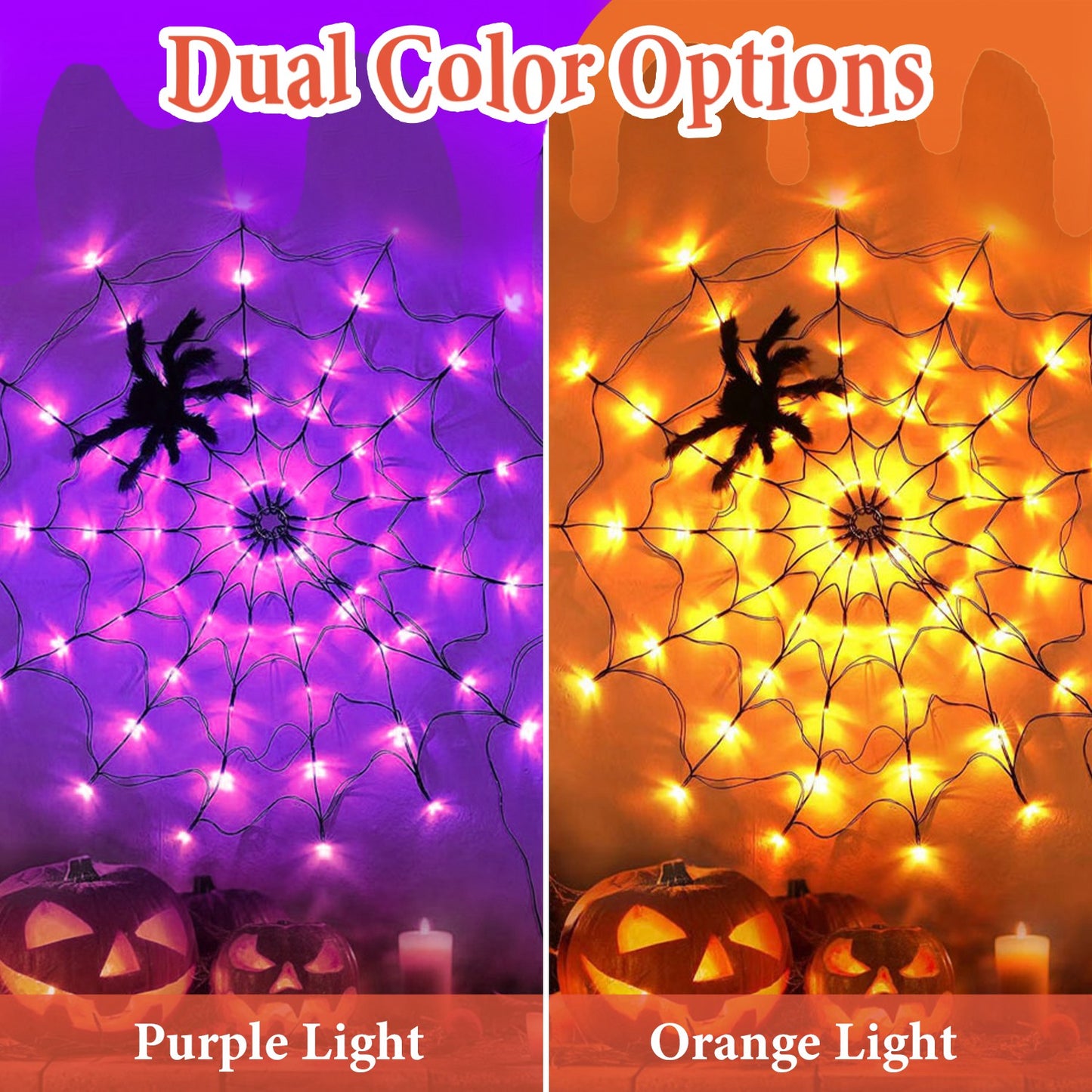 Halloween Spider Web Light with Remote Control - 70 LED, 8 Modes