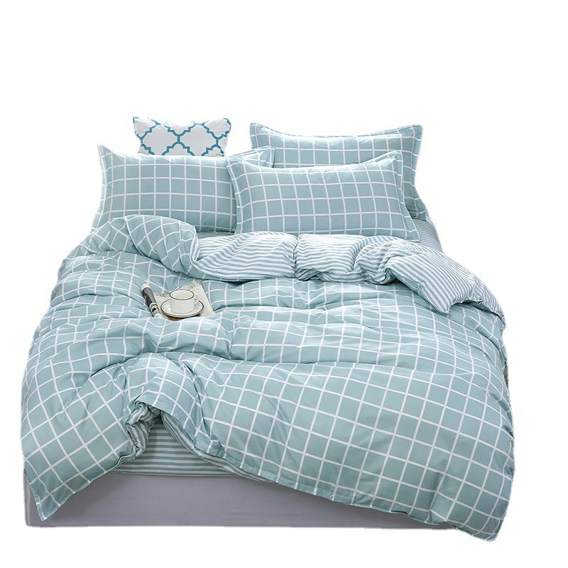 Four-Piece Bed Sheet Quilt Cover Set with Botanical Pattern - Multiple Sizes & Styles
