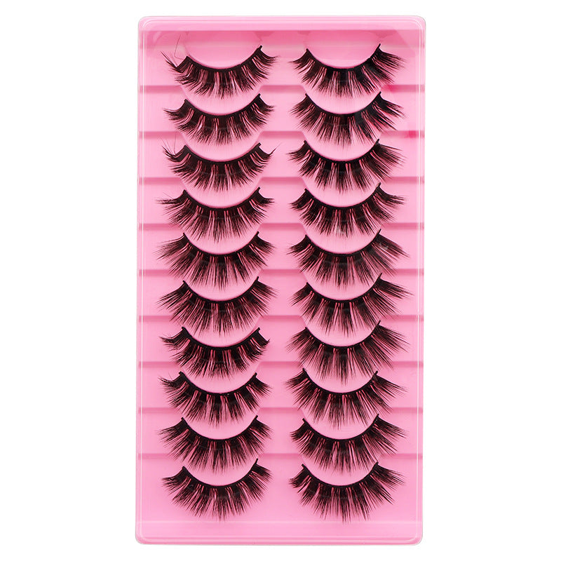 False Eyelashes 10 Pairs Natural Thick Curl L Pink Ladder LD Series Set