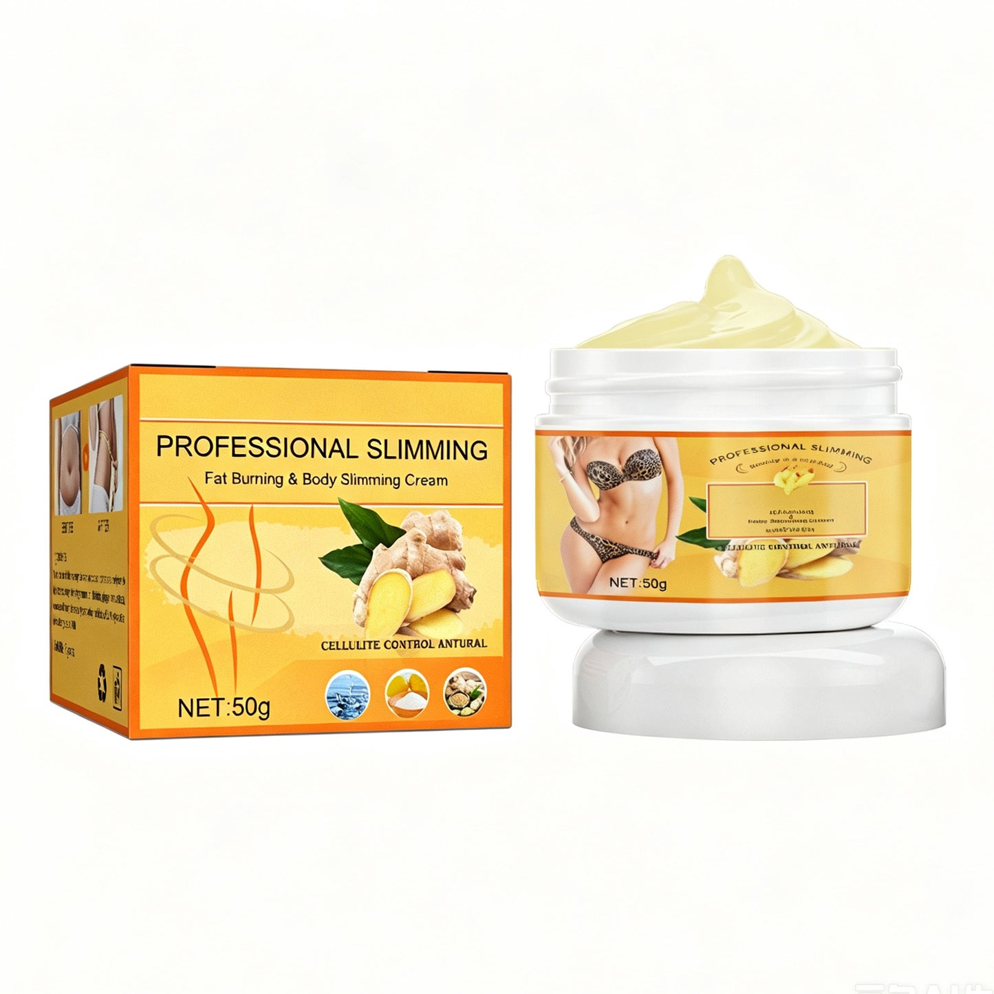 Ginger Slimming Body Cream - Anti-Cellulite Firming Massage Lotion, 50g