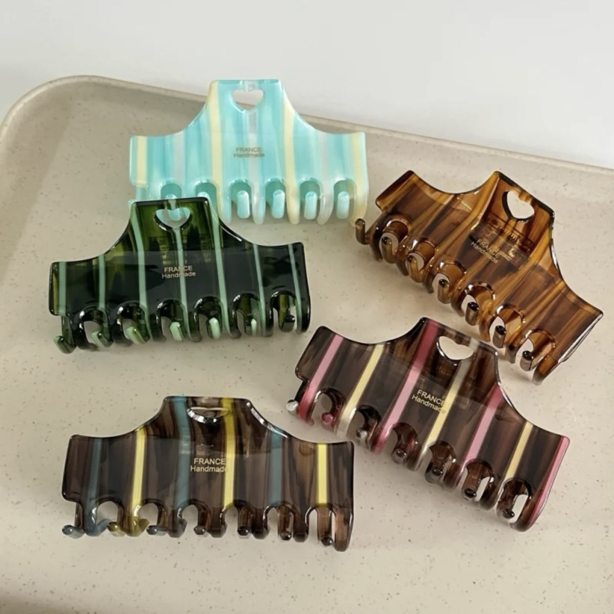 Striped Contrast Color Acetate Hair Clip