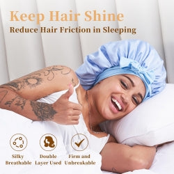 Satin Hair Bonnet for Sleeping - Adjustable Double Layer Silk Hair Wrap