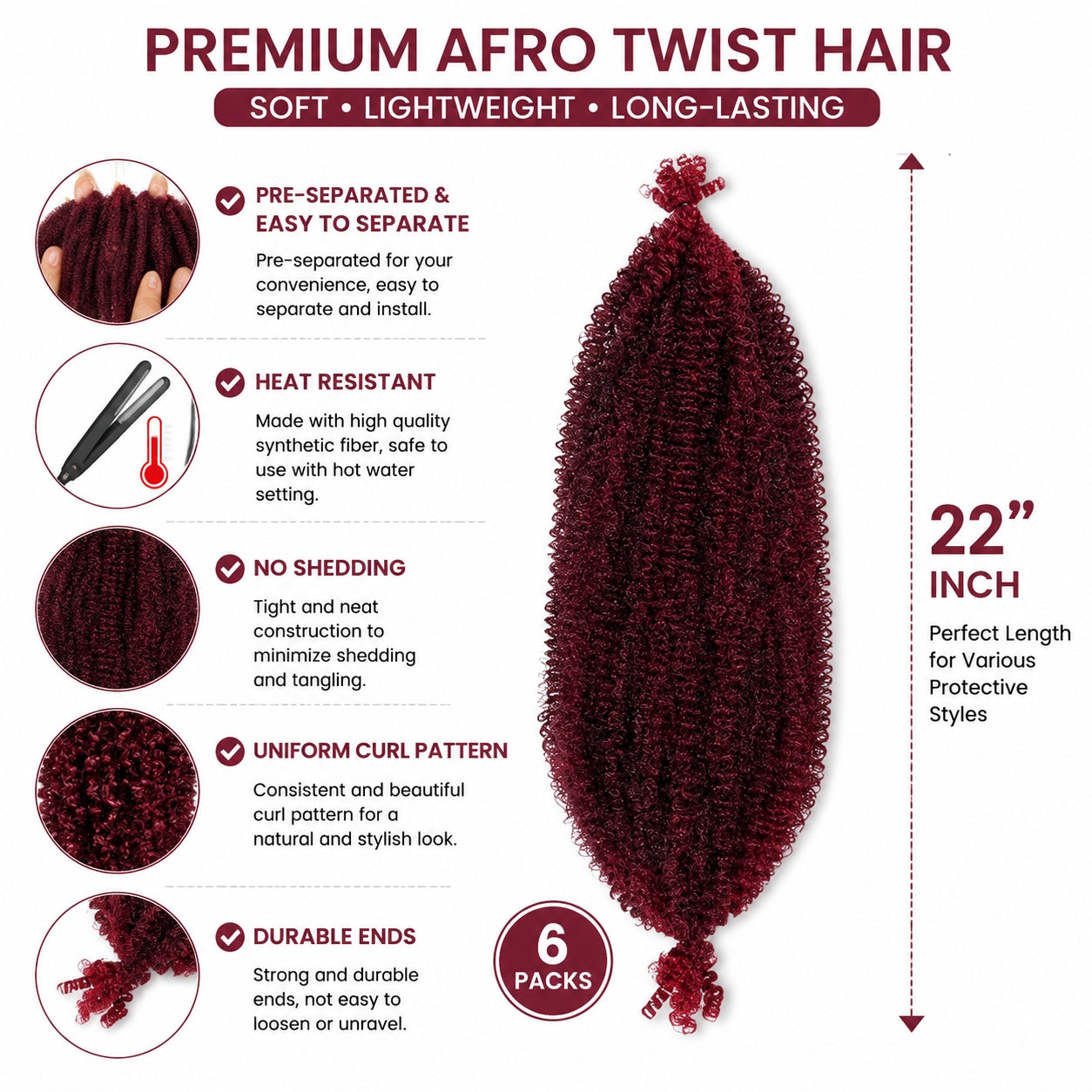 22-Inch Spring Twist Crochet Hair Extensions - Afro Curly Synthetic Wig