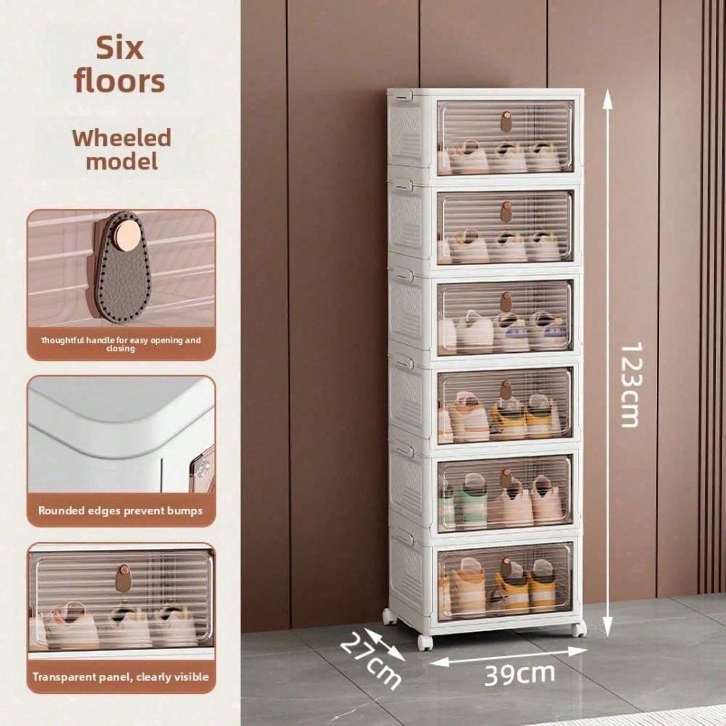Stackable Shoe Storage Rack, Plastic Cabinet With Clear Doors For