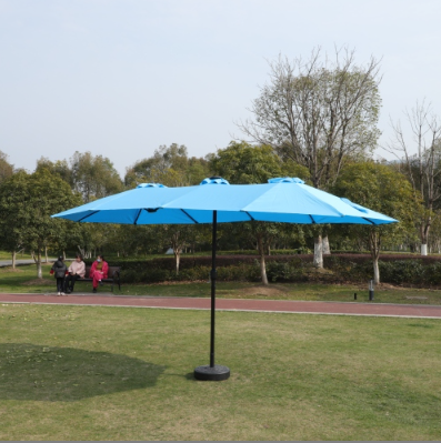 15x9ft Double-Sided Rectangular Patio Market Umbrella - Blue
