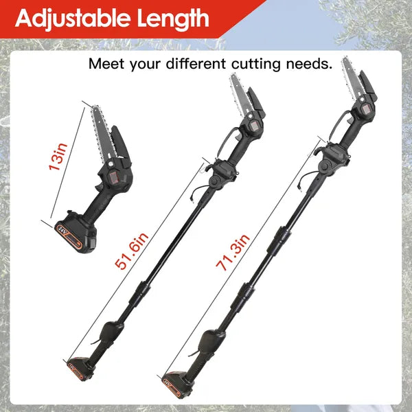 Cordless Pole Saw & Mini Chainsaw for Tree Trimming - Adjustable, 2 Batteries Included
