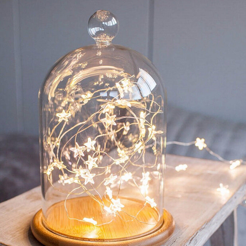 Battery Operated LED Star Fairy Lights 2m Warm White Twinkle String Copper Wire