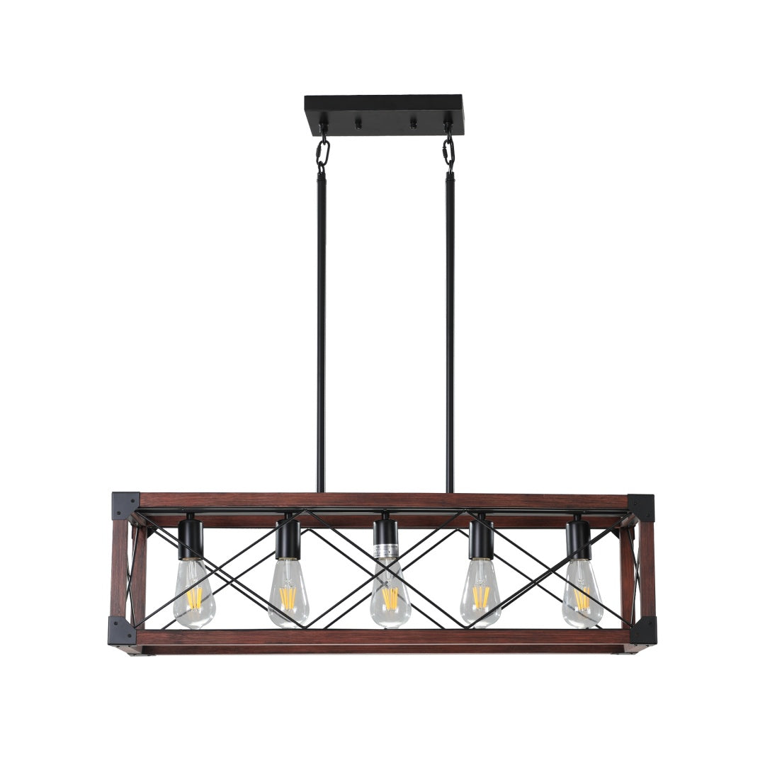 32-inch Redwood Industrial Farmhouse Pendant Light Chandelier