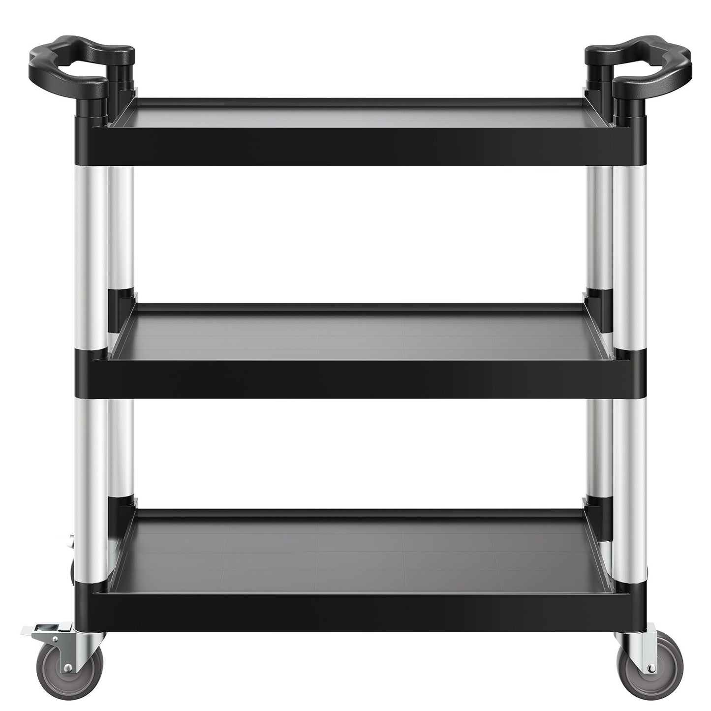 Heavy Duty Utility Cart 500 Lb Capacity 3-Tier Service Cart with Wheels - Black