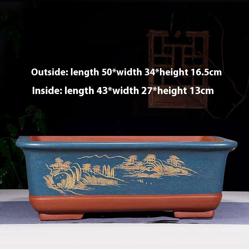 Rectangular Non-Porous Rockery for Bonsai Trees Garden Decor