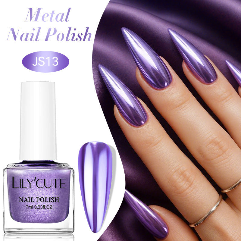 Quick-Dry Metallic Mirror Nail Polish No Baking Required - Water & Oily Resistant