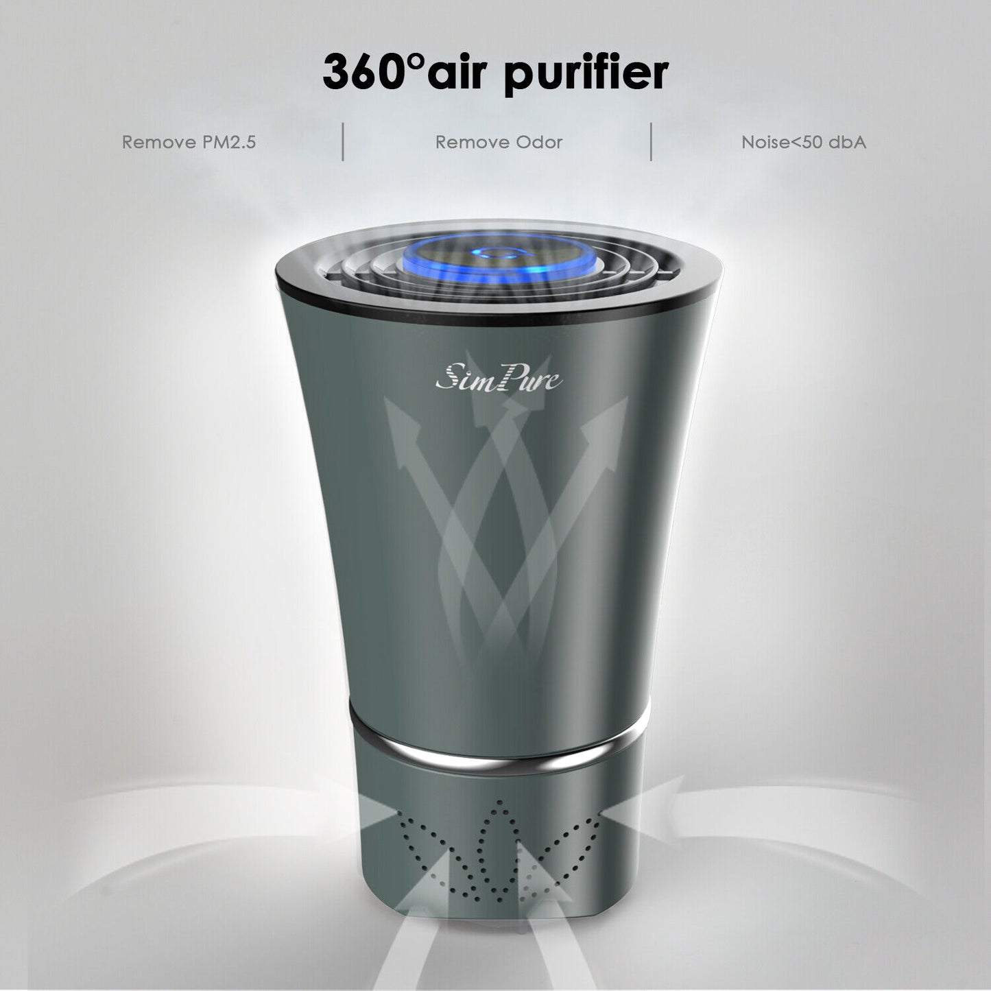 Mini Portable Air Purifier with True HEPA Filter - Gray