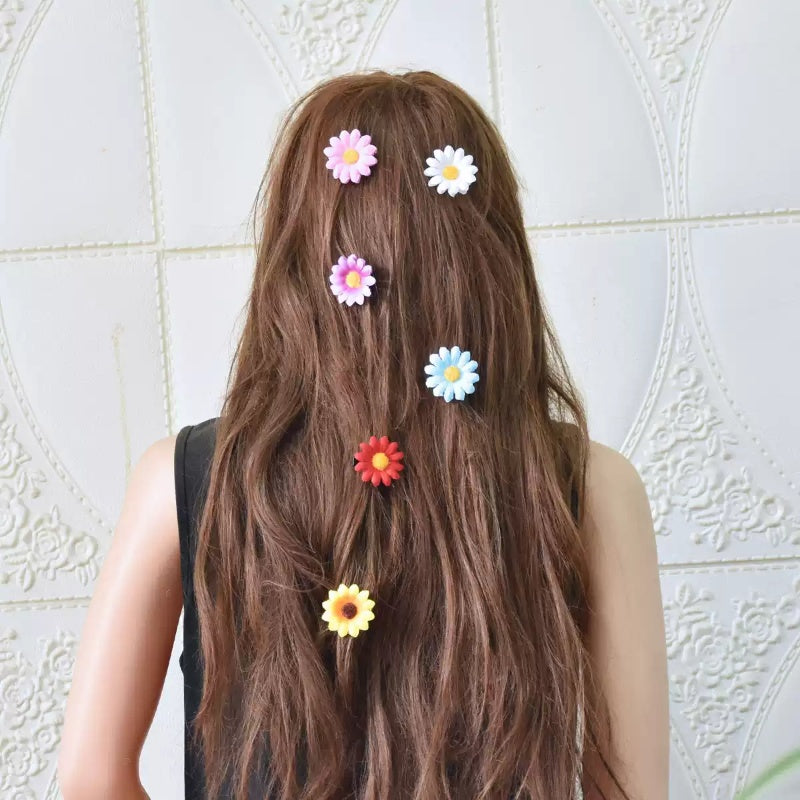 Flower Hair Barrettes Set - 6 Alloy Clips