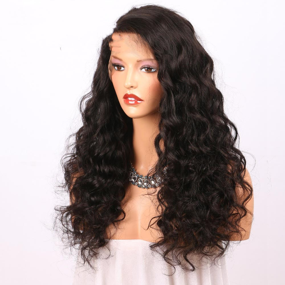 Long Curly Synthetic Wig with Oblique Bangs for Ladies - Fashion Hair Headgear