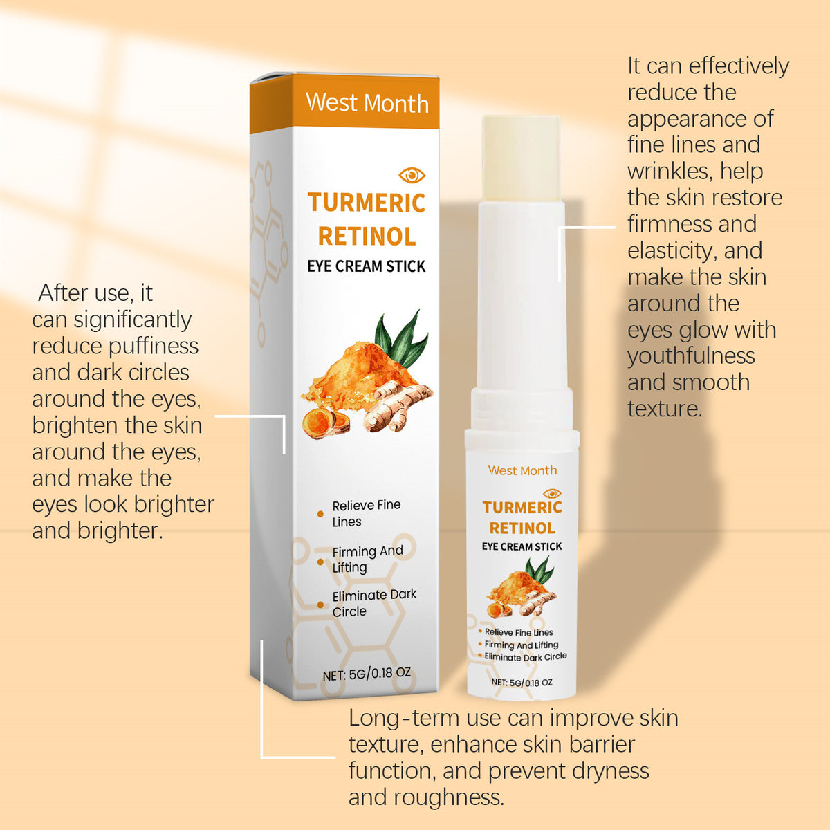Turmeric Retinol Eye Cream Stick - 5G Moisturizing Eye Care
