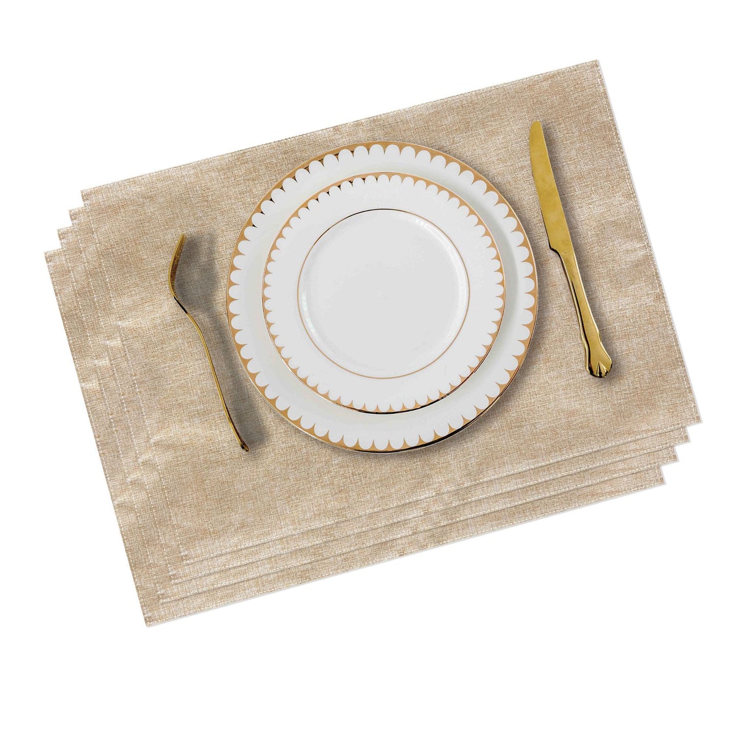 Solid Color Double-Layer Linen Placemat Heat-Insulating Non-Slip 33x48cm