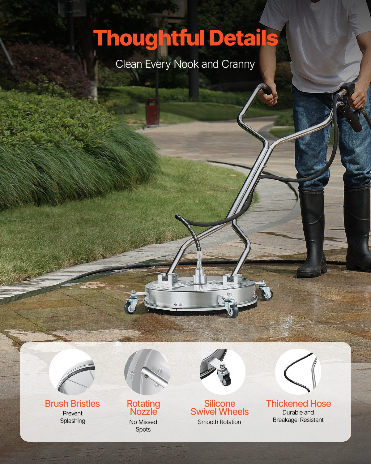 18-Inch Pressure Washer Surface Cleaner 4000 PSI with Dual Wheels