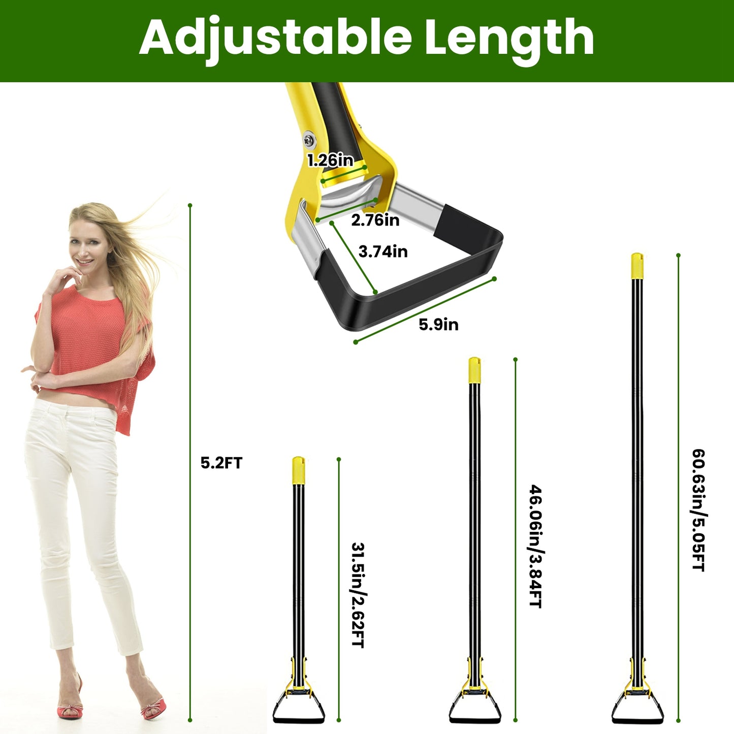 Adjustable Garden Hoe Handheld Stirrup Weeding Cultivator with Extendable Length