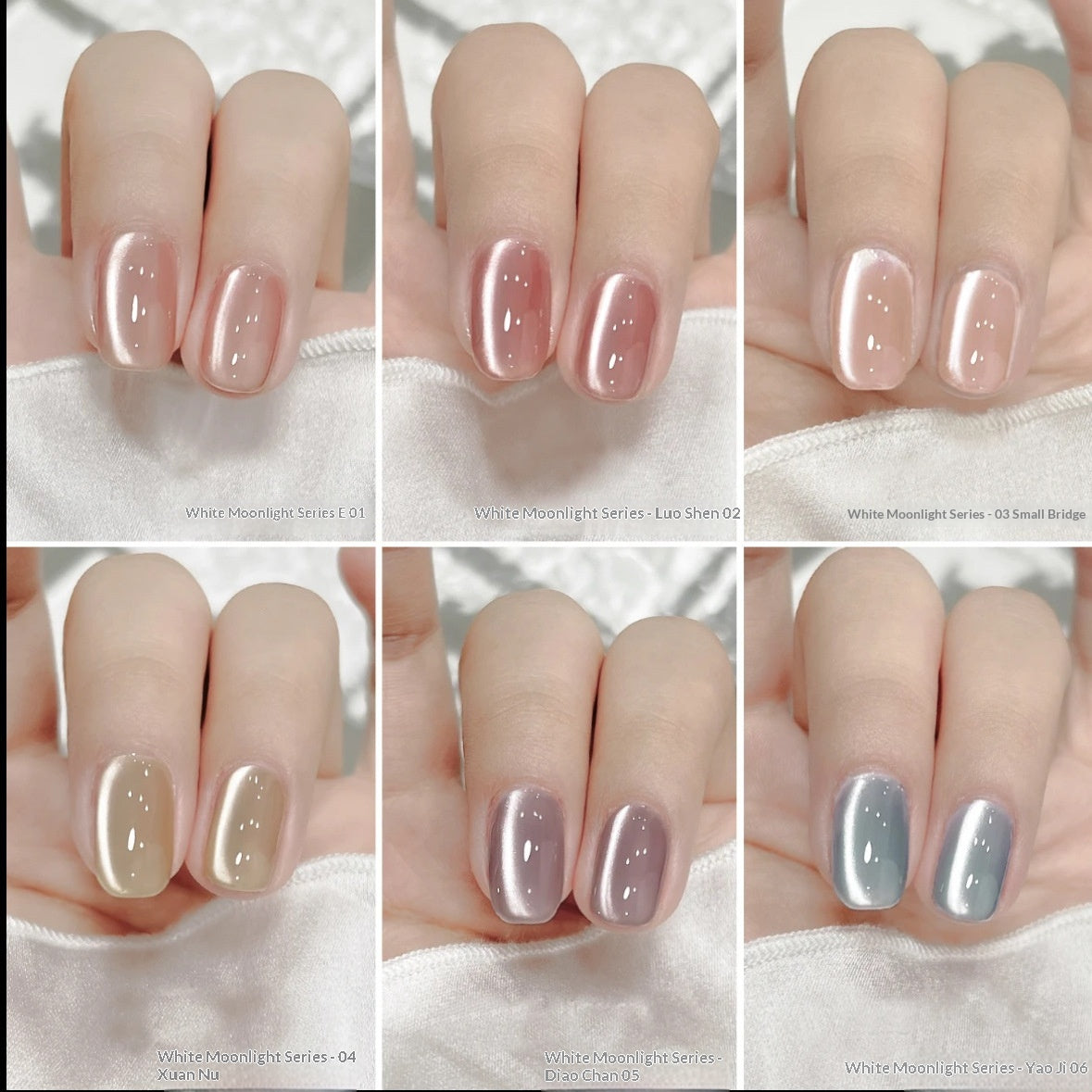 White Moonlight Ceramic Cat Eye Nail Gel Polish - Porcelain White Varieties