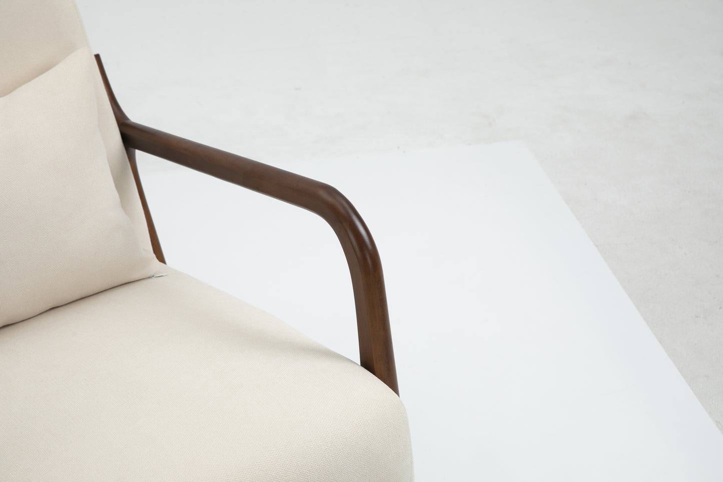 Mid Century Modern Accent Chair - Antique White Upholstered Armchair