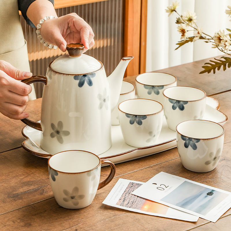 Ceramic Water Cup and Kettle Set - Hand-Painted Drinkware for Home & Kitchen