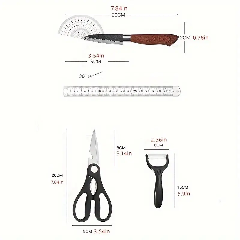 6-Piece Forged Kitchen Knife Set with Scissors & Peeler