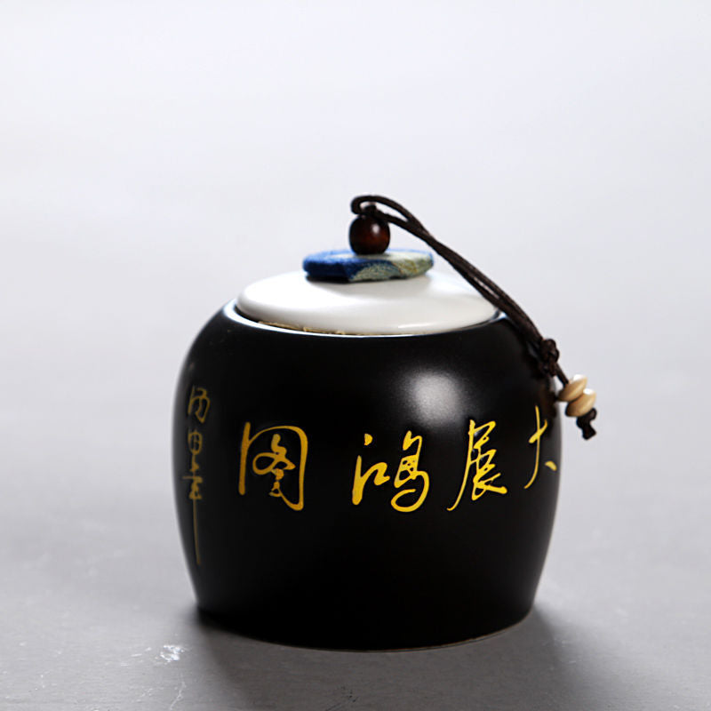 Ceramic Tea Pot Small Airtight Storage Jar - Purple Sand, 10x9cm