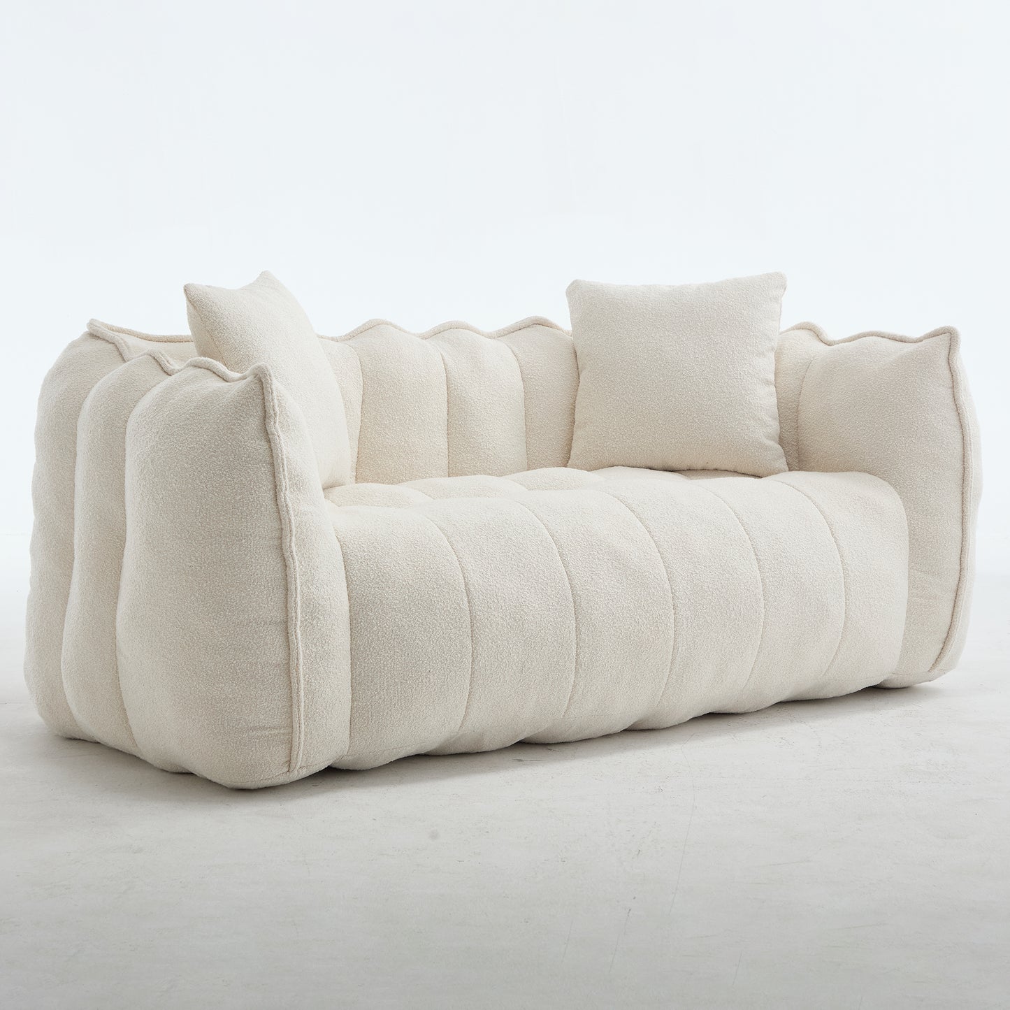 Comfortable Beanbag Chair for Two - Beige Chenille Sofa