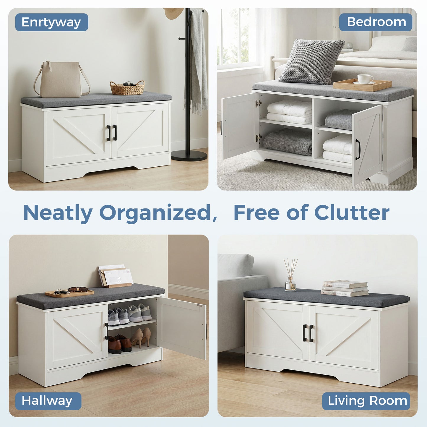 Wooden Shoe Storage Cabinet for Living Room - Multiple Sizes
