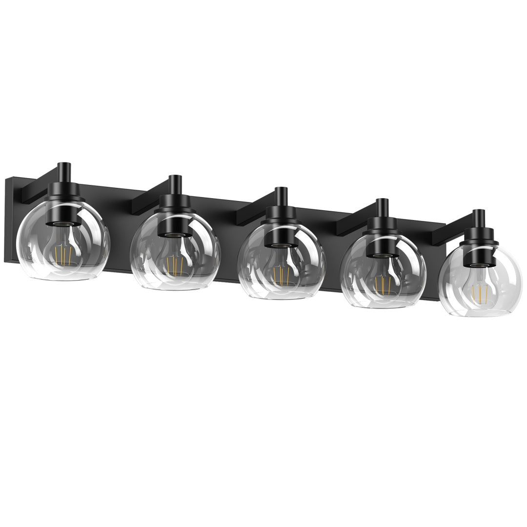 Modern 5-Light Bathroom Vanity Light Fixture with Clear Globe Shades