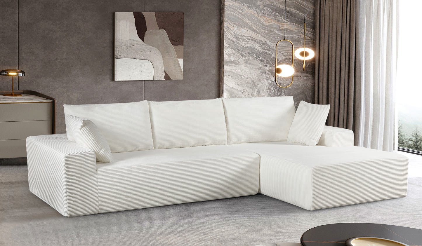 CozyForm Convertible Sectional Sofa In Soft Corduroy, Modern Comfy
