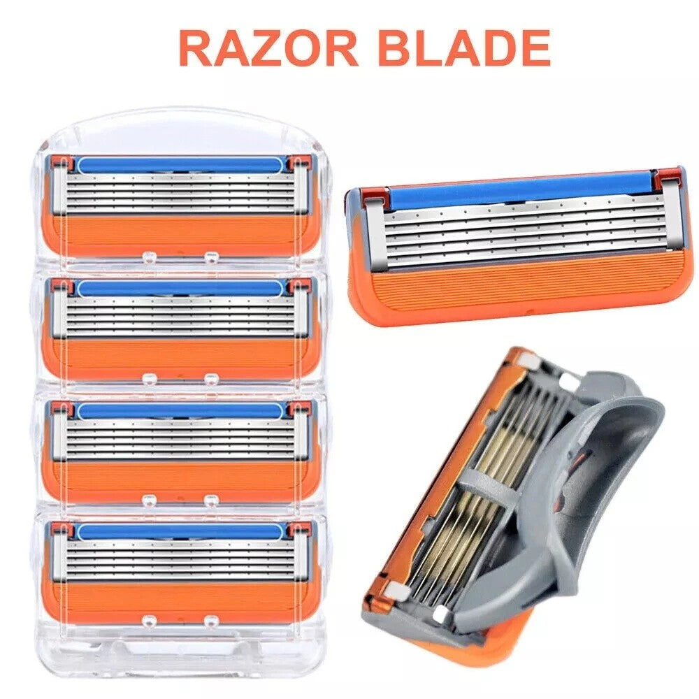 8-Piece Stainless Steel Men's Razor Blade Refills - Anti-Friction