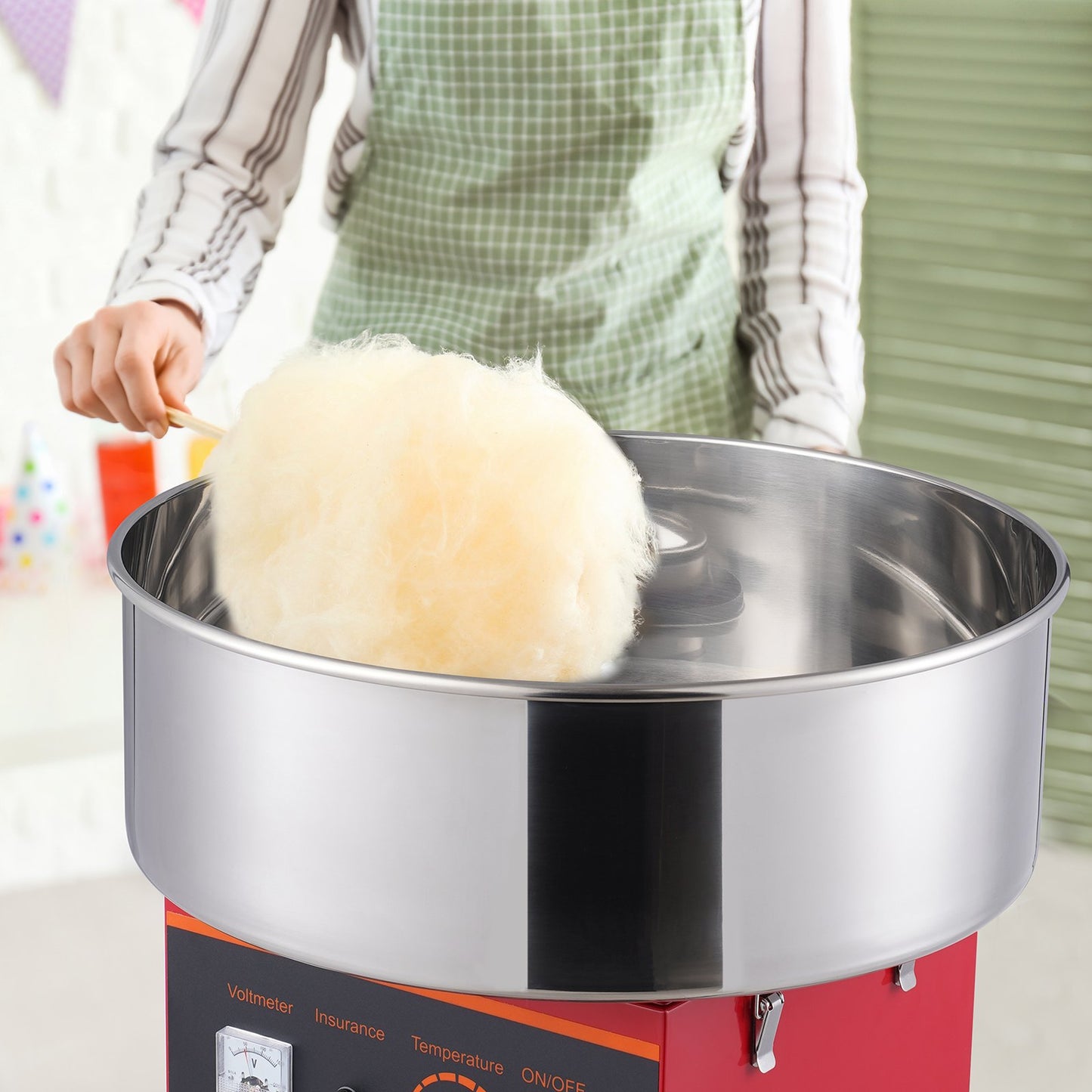 Electric Cotton Candy Machine 1000W Commercial Candy Floss Maker with Stainless Steel Bowl