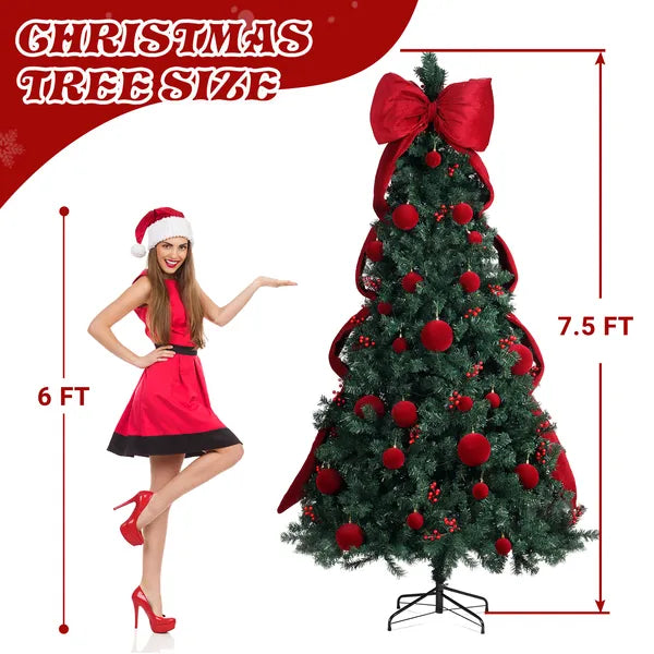 7.5 FT Artificial Christmas Tree with 300 Warm White LED Lights