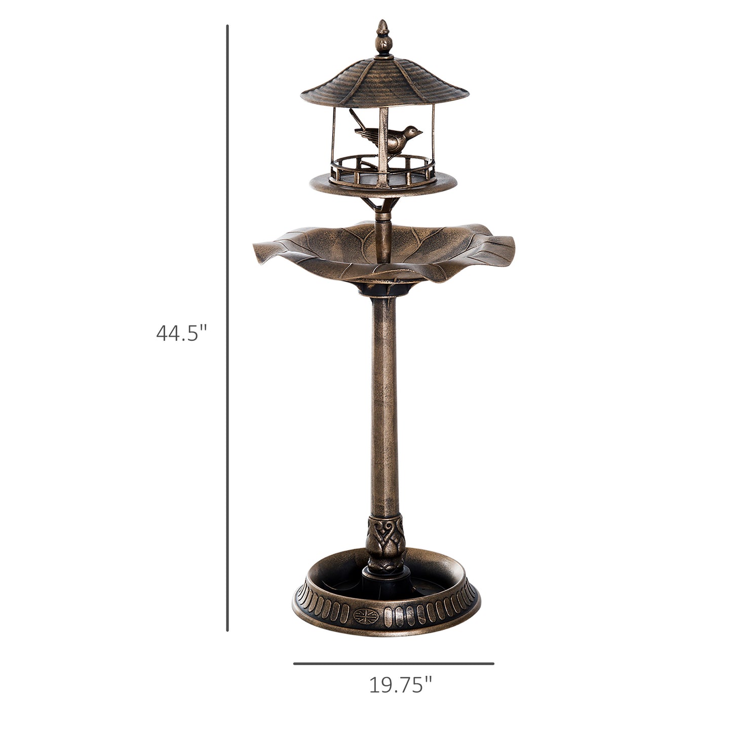 3-in-1 Garden Bird Bath with Feeder & Planter - Bronze