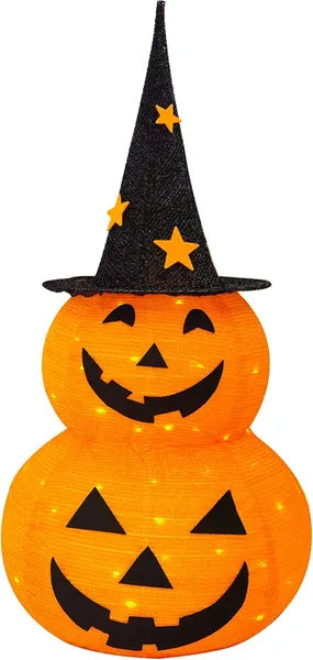 3FT Halloween Pumpkin Decoration - Pre-Lit LED Jack-o-Lantern with Metal Stand
