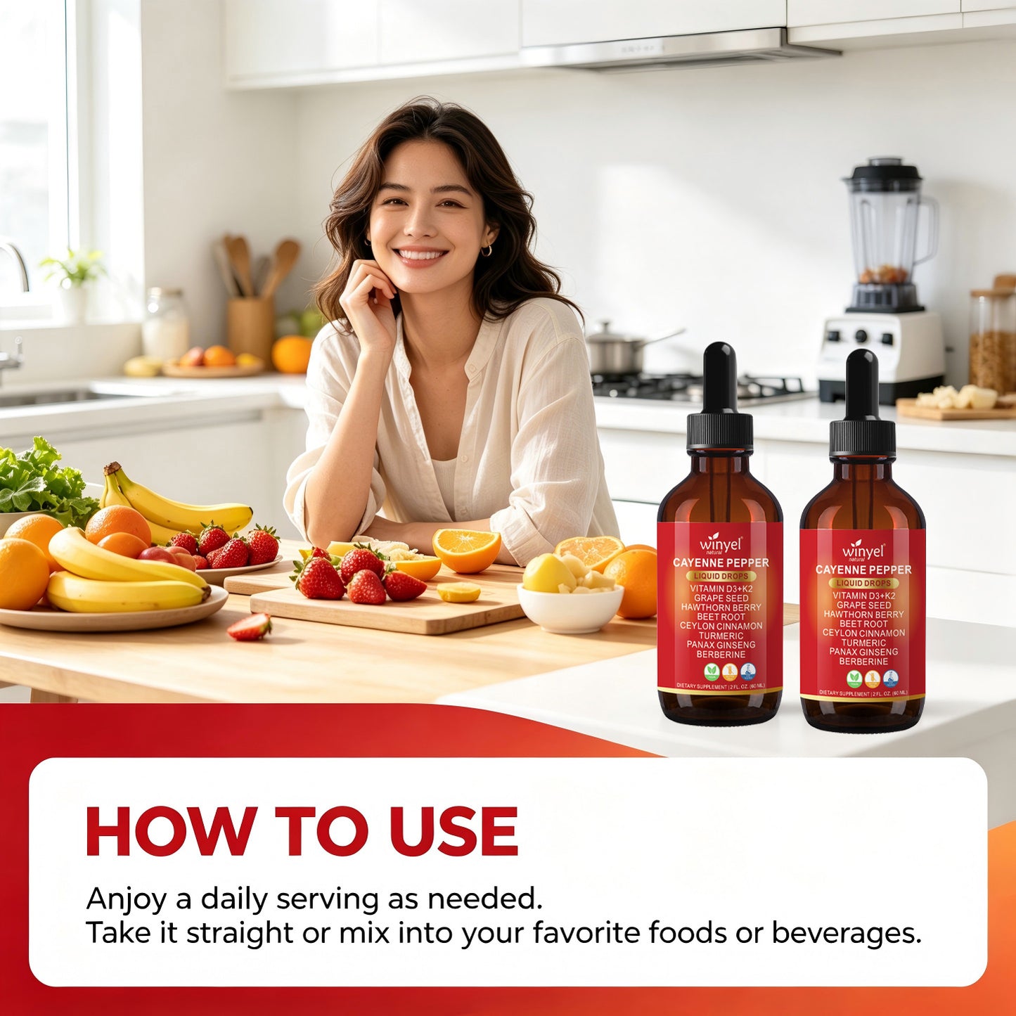 7-in-1 Herbal Liquid Drops - Cayenne, Beet Root, Turmeric & Berberine - 60ml