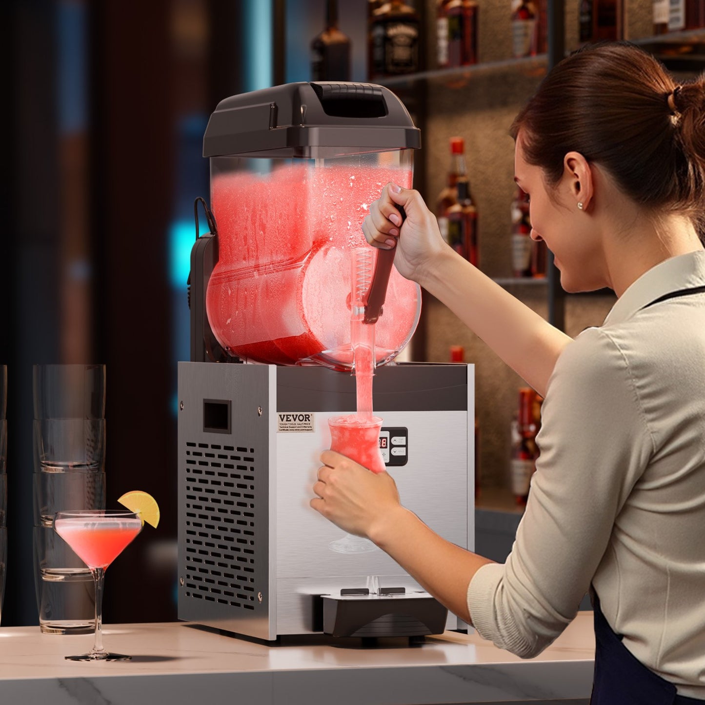 12L Commercial Slushy Machine for Margaritas & Frozen Drinks - Black